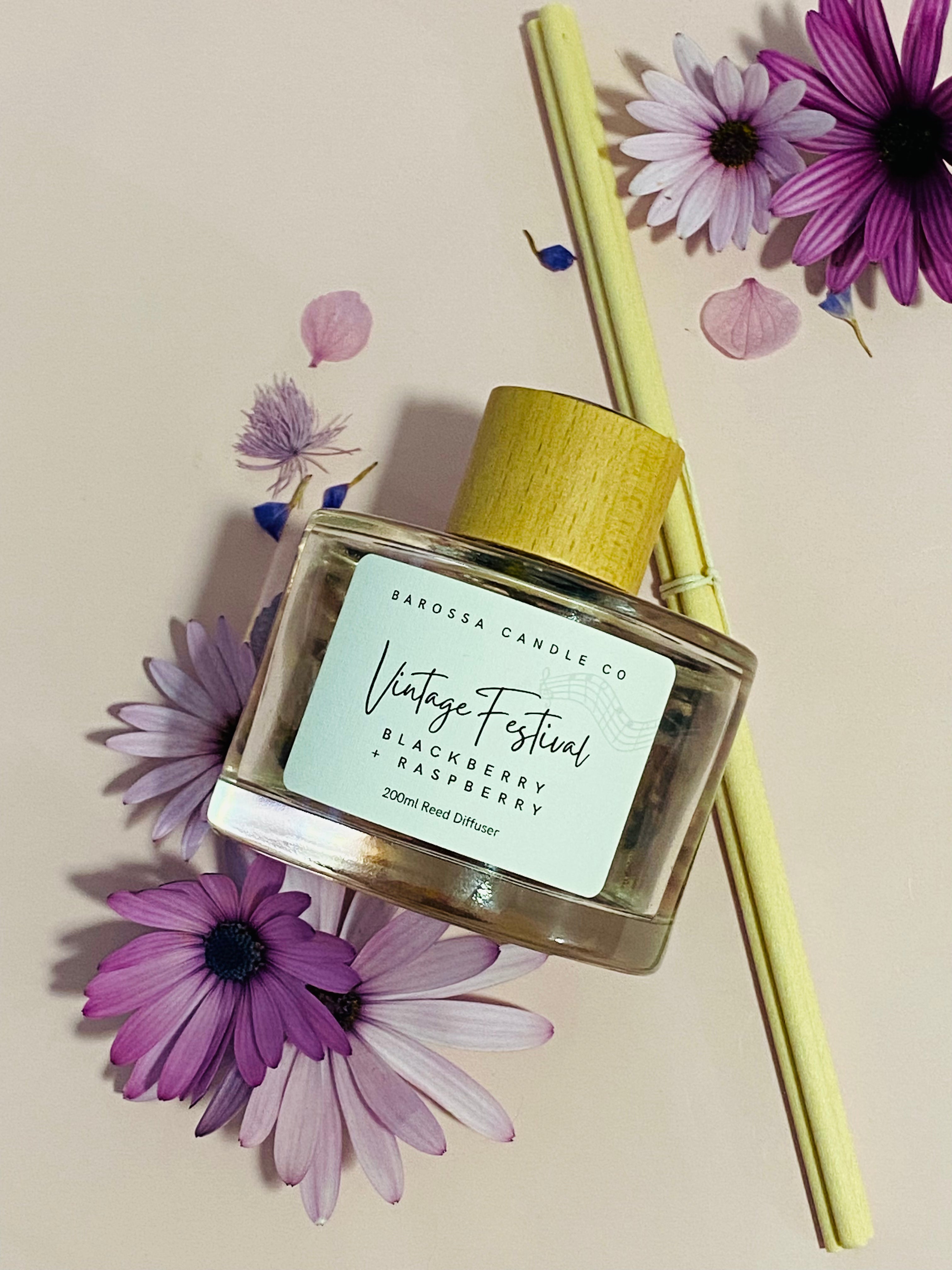 Raspberry Ripple Reed Diffuser Vintage Festival: Blackberry + Raspberry Reed Diffuser – Barossa Candle Co.