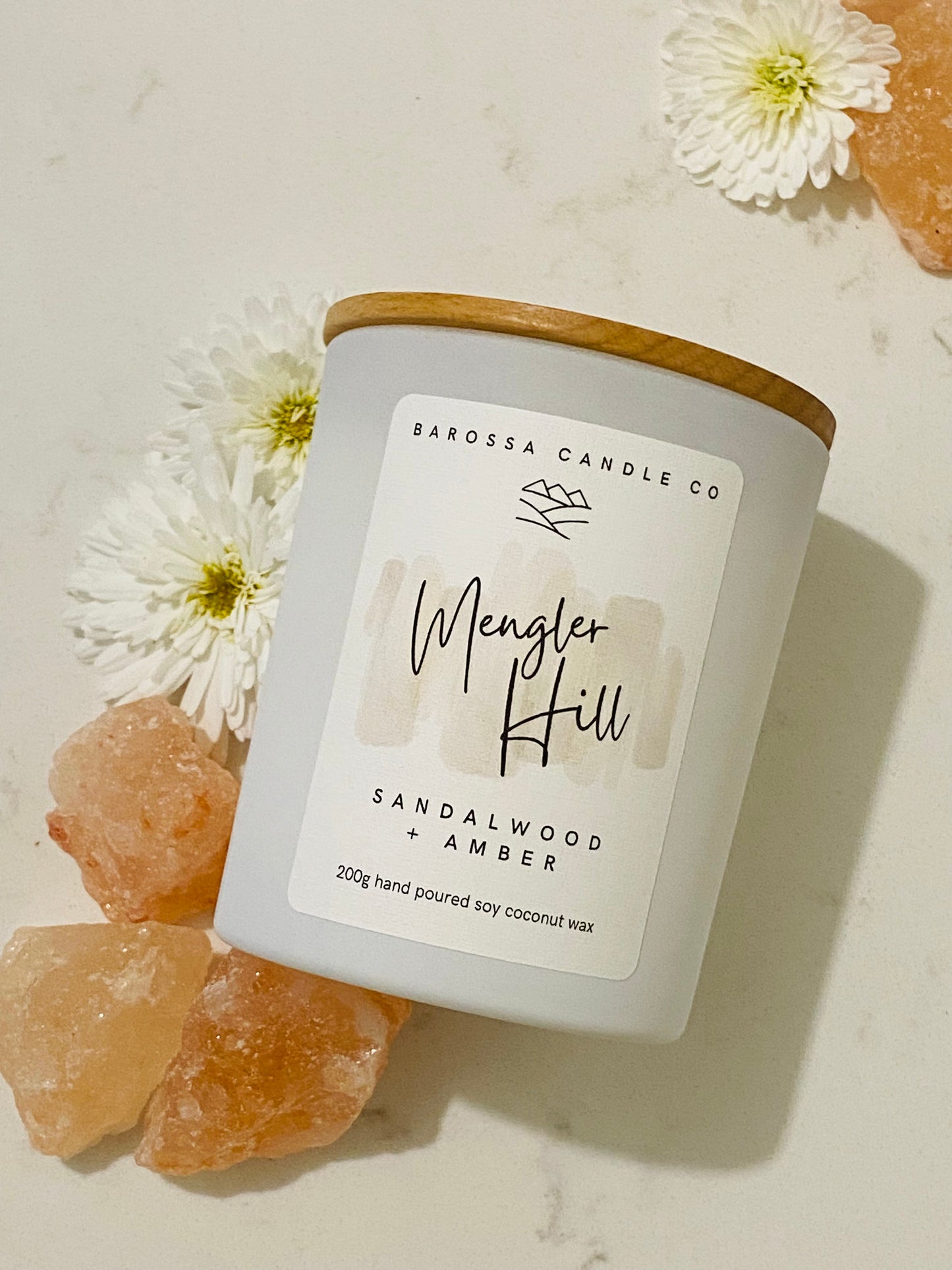 Mengler Hill: Sandalwood + Amber Coconut Soy Candle